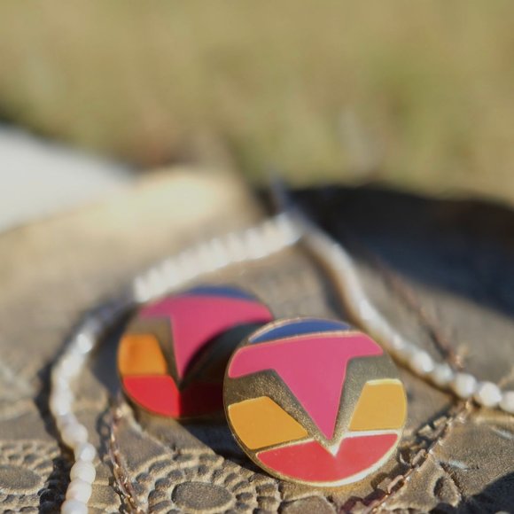 Handmade Round Earrings – Vibrant, Fun and Elegant! - Picture 4 of 5